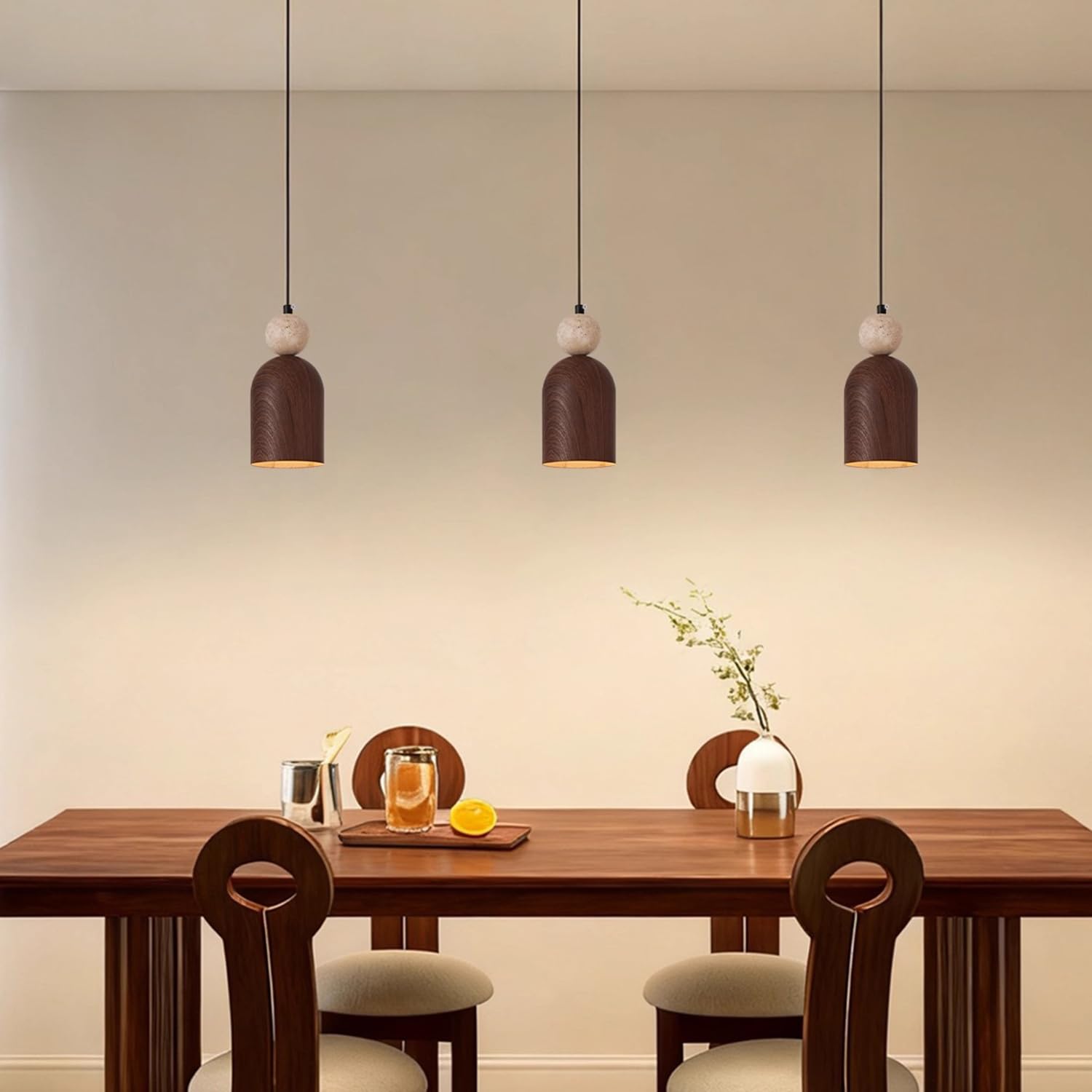 Wisząca Lampa Sufitowa Z Trawertynu Żyrandol Z Wiszącą Lampą 3,9 Cala Kulisty Klosz Z Trawertynu Z Metalowym Usłojeniem Drewna Gniazdo E27 W Stylu Industrialnym Wabi-Sabi Do Restauracji I