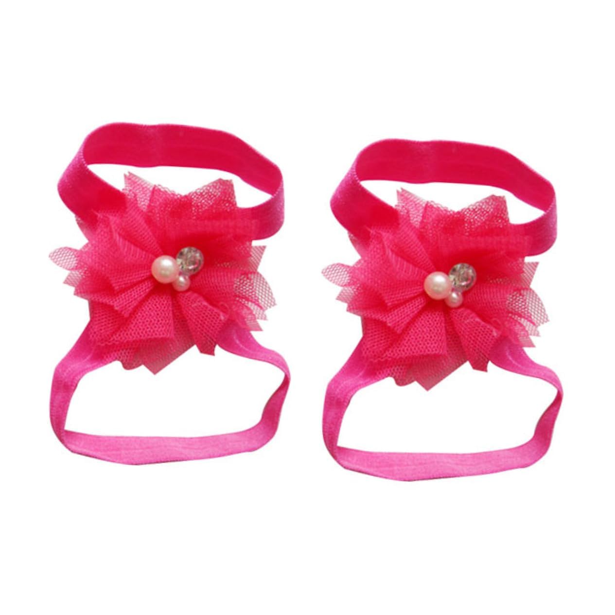 HAPINARY 10 Pairs Rhinestone Flower Sandals Boys and Girls Barefoot Flower Chiffon Sandals for Girls