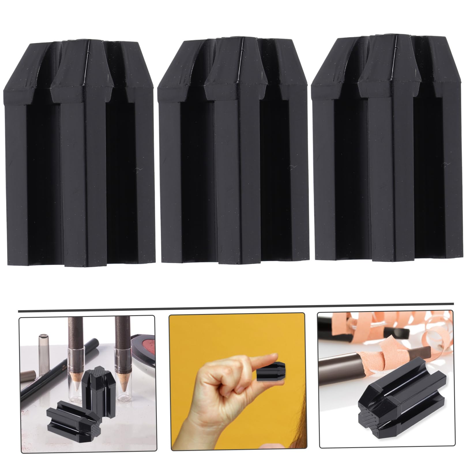 5 Series Sacapuntas De Lápiz De Maquillaje Herramienta Cosmética De Doble Para Delineador Y Único Con Recogedor Para Cosméticos Negro 3 Piezas X 5