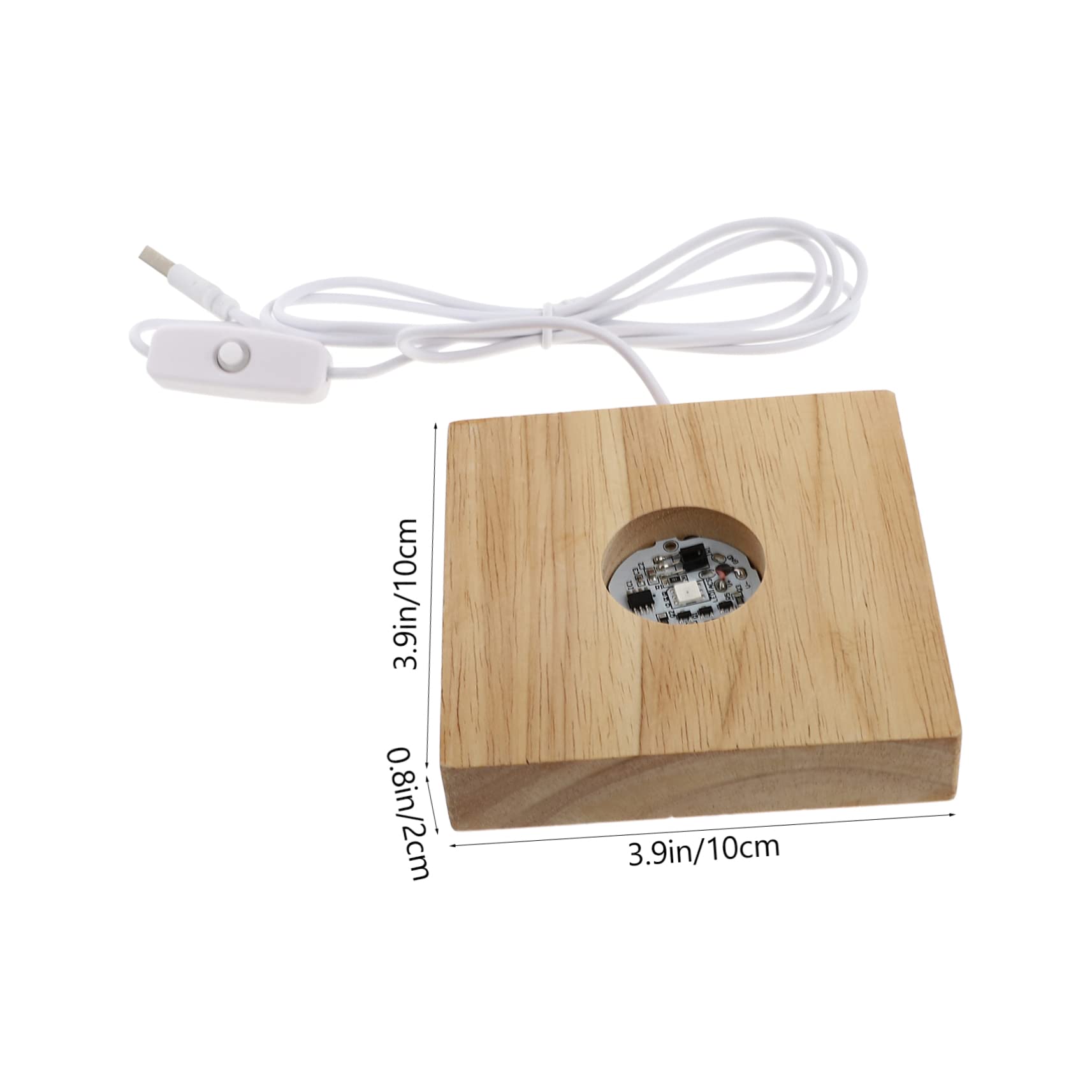 Mipcase 1Set LED Light Base with Remote Control Color Changing Display Stand for Crystal Art Night Lamp Accessory Durable Wood Construction Enhances Home