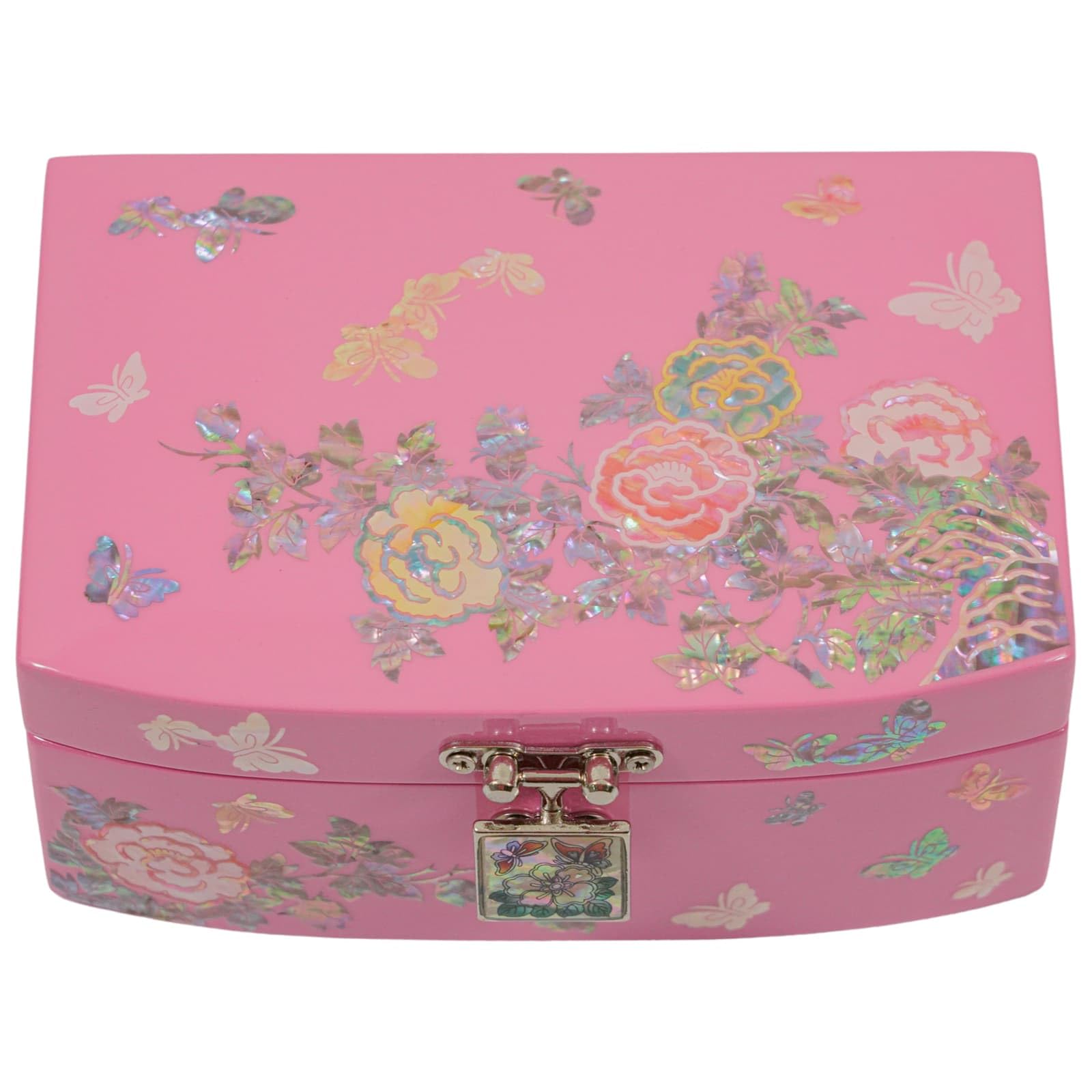 Boîte à Bijoux En Nacre Coréenne - Coffret à Écrin Velours Rouge Avec Miroir - Cadeau Pour Femme (Bleu)