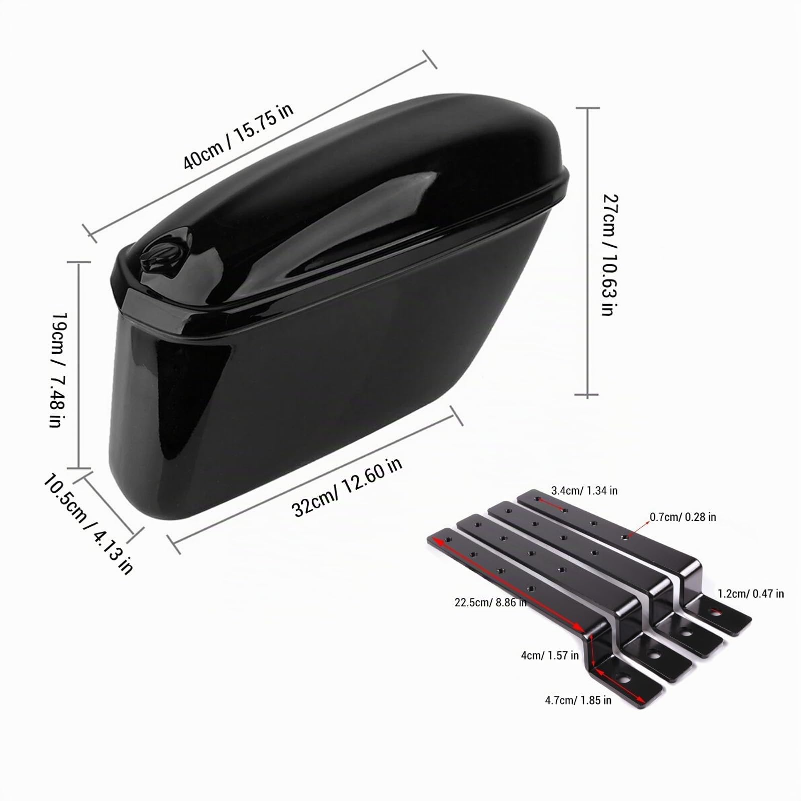 Denash Borse Sella Rigide per Moto, Baule Laterale 22 Litri con Serratura e Kit di Montaggio, Design con Apertura Superiore per Deposito Bagagli Moto