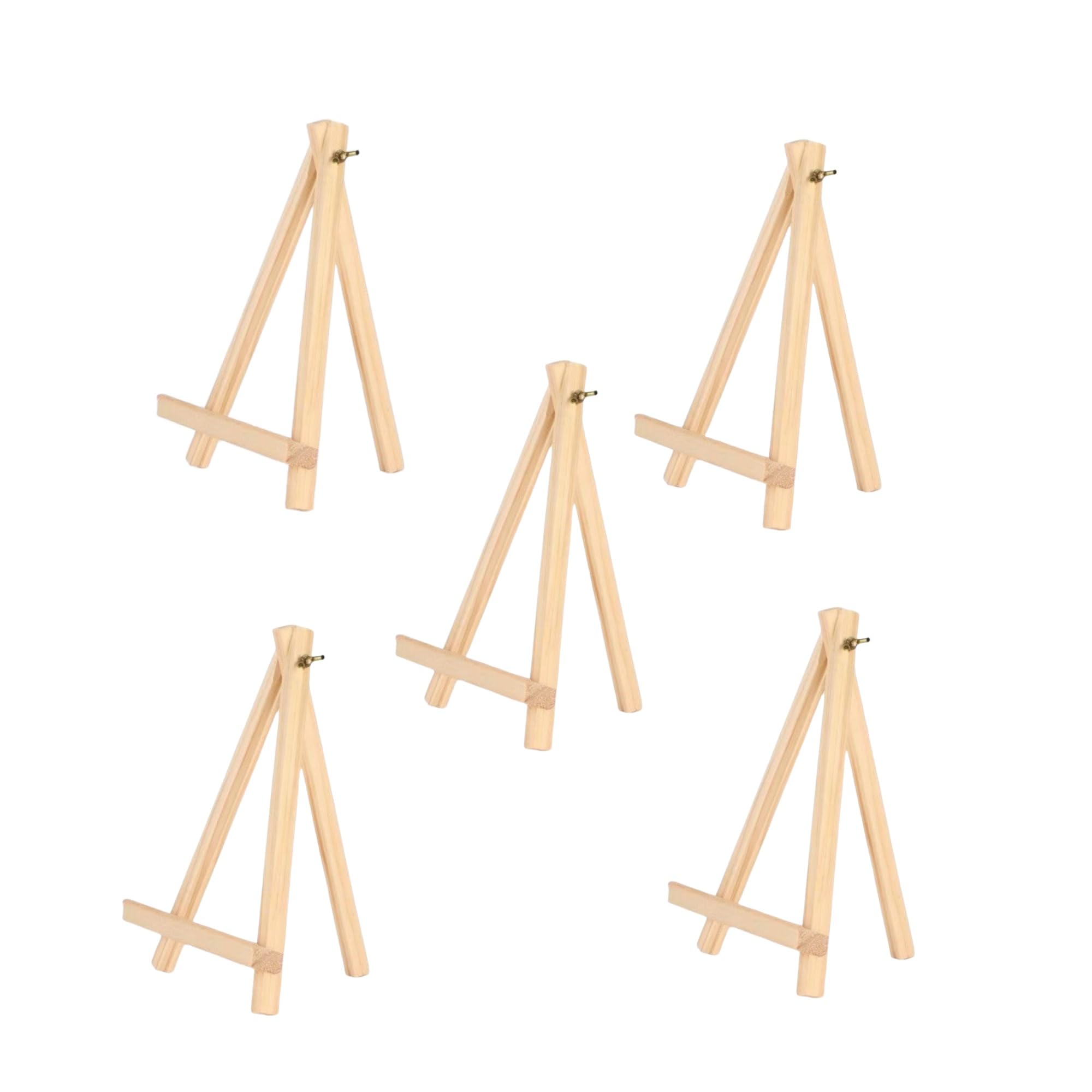 SARBUTER 5 Pcs Simple Wooden Easel Stand, Wood Tabletop Display Easels, Portable Outdoor Sketching Easel for Displaying Photos Decorative Paintings Art Crafts (Wood Easels*5)