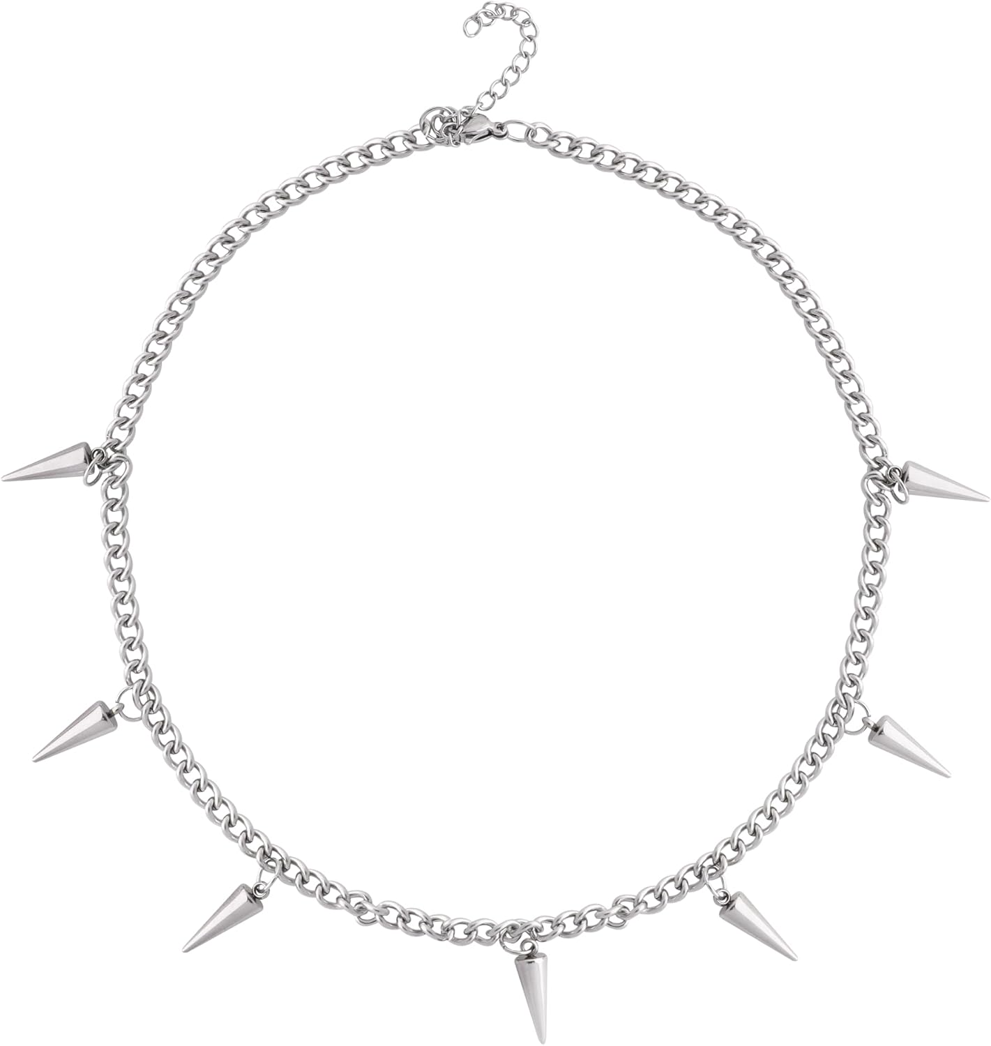 Sacina Spike Chain Necklace, Emo Punk Grunge Necklace, Goth Jewelry, Christmas Jewelry Gift for Women