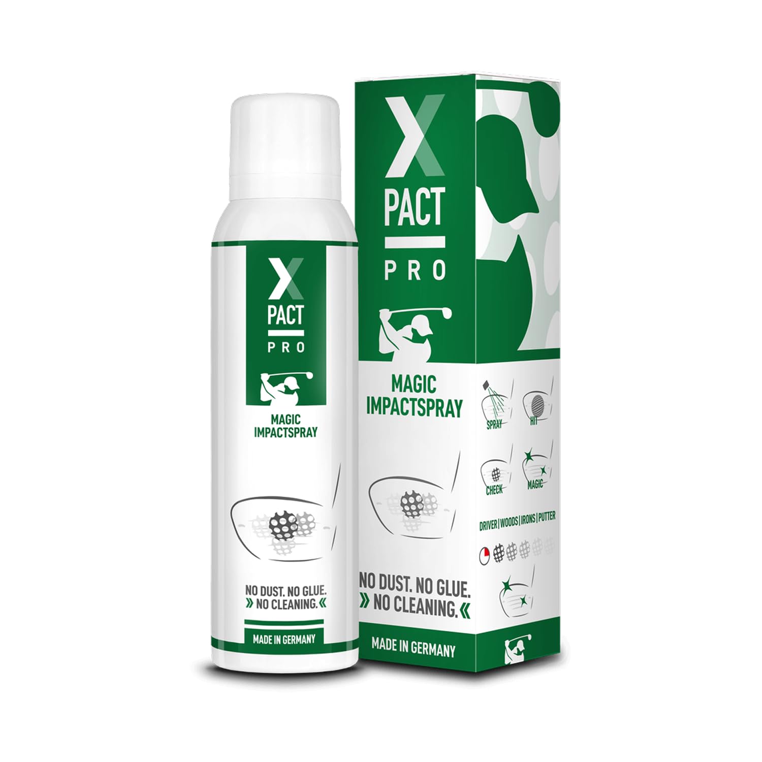 Xpact Pro Golf Impact Spray - Self-Evaporating Club Spray for Direct Feedback on Impact Points - Improved Ball Flight, & Sweet Spot Accuracy - Up to 800 Tee Shots - Golf Gift for Golfers - 150ml