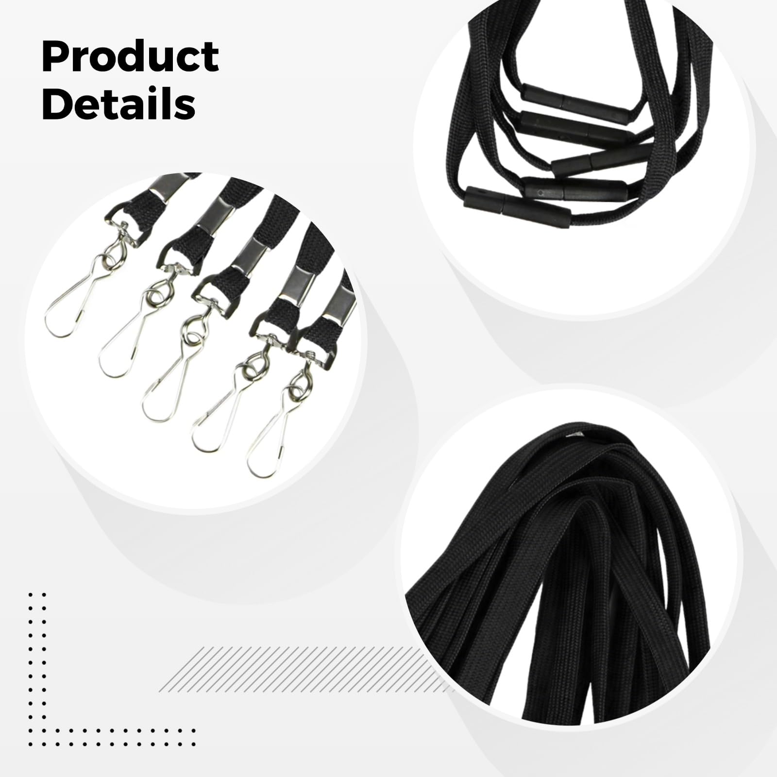 50 Stk. schwarze Breakaway Lanyards, abnehmbare Ausweishalter mit quadratischem Sicherheitsverschluss, Bulk Lanyards für Büro, Events, Schulungen und Konferenzen, für den täglichen Einsatz