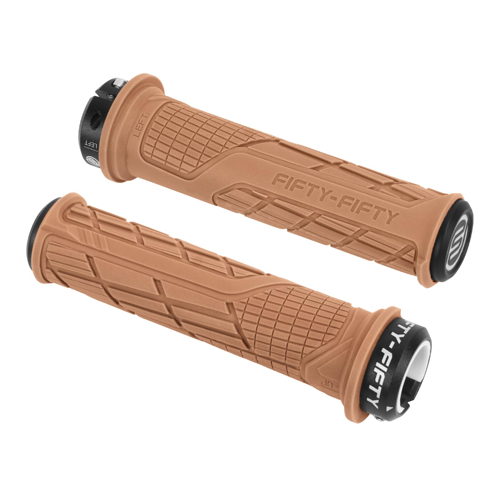 FIFTY-FIFTY Mountain Bike Handlebar Grips, Single Lock-on MTB Grips, Comfortable and Lock On, Non-Slip Bicycle Handle, Fit for All Mountain, Enduro, Downhill (Gum)