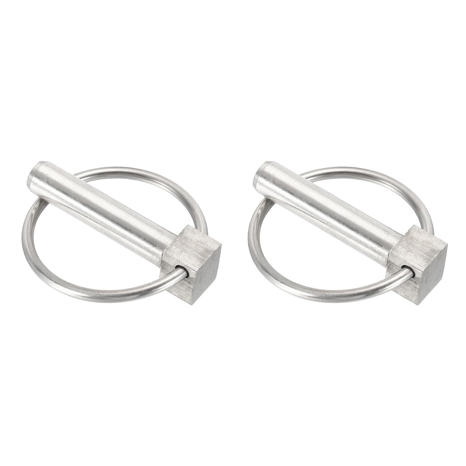 sourcing map 2Pcs Lynch Pin with Ring (10mm x 45mm) - Heavy Duty Linch Pins Shaft Locking Pin Clips Stainless Steel, for Farm Tractor Trucks Lawn Mowers Trailers Trolley, Silver