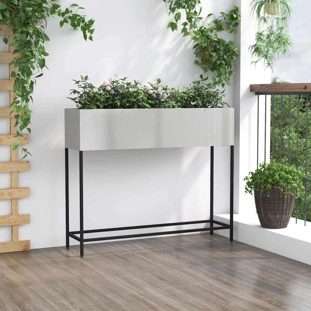 Hochbeet Edelstahl Silber 100 x 26 x 82 cm Pflanzkasten | Stilvoller Blumenkübel für Balkon und Terrasse, wetterbeständiges Design für eine einfache Pflanzenpflege.