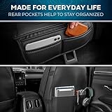 MotorBox Car Seat Covers – Classic Edition Faux Leather Black & Beige Seat Covers for Car – Perforated Cushioned Seat Protectors for Automotive Accessories, Trucks, SUV, Car – Two Front Covers - Image 5