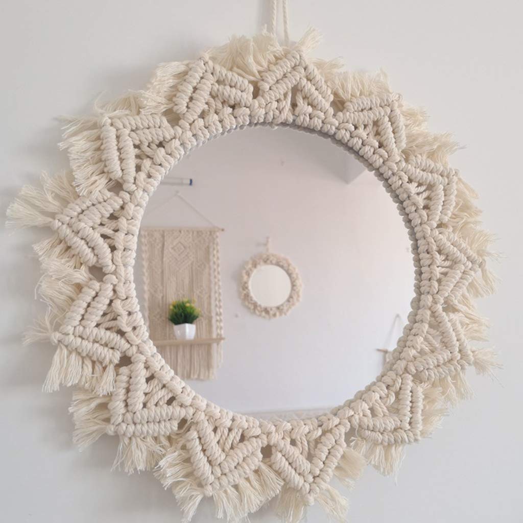 Macramé a specchio decorazione murale conciso occidentale a maglia macramè ornamenti da appendere per il soggiorno decorazione moderna da parete