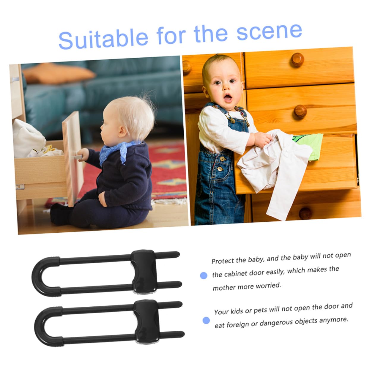12 piezas Cerraduras Seguridad Niña U-shaped para Puertas Armarios Cajones Nevera Protección Infantil Fácil Uso Adultos
