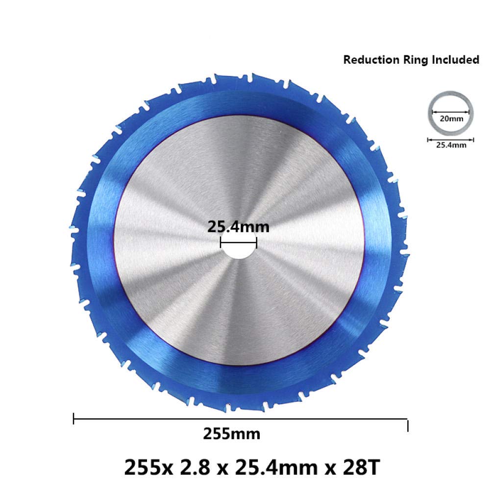 Diametro 255mm 28 Denti Denti Taglio del legno Nano Blue Coated TCT Circular Sew Blade in metallo duro con punta