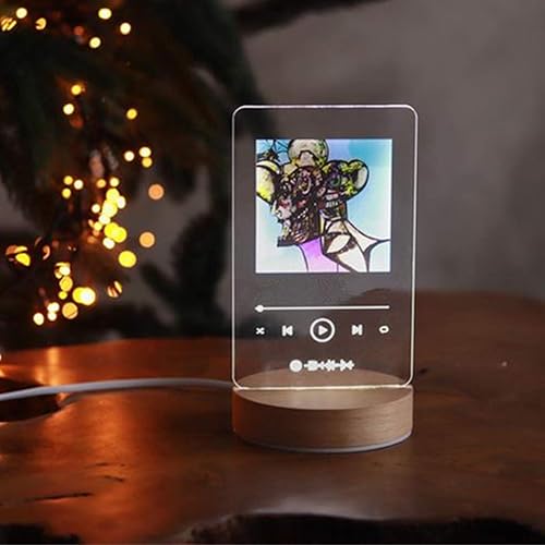 Miniatura 7 de YAGELI Placa de acrílico personalizada para canción de Spotify, regalo de foto personalizado, 7 luces nocturnas coloridas, tablero de música,