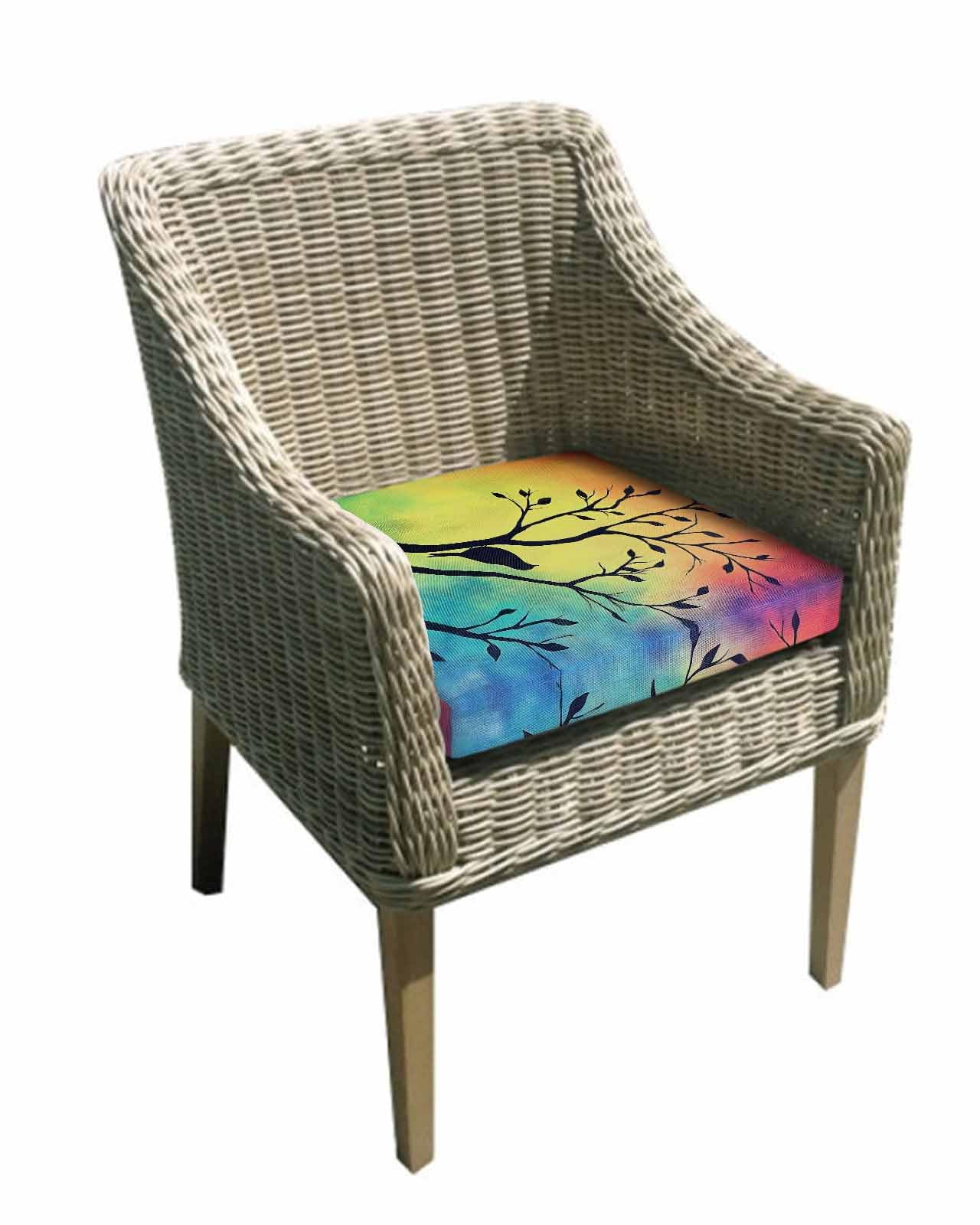 2 Pack Birds Silhouette Branch Waterproof Cushion Covers with Ties, Outdoor Patio Chaise Lounge Chair Seat Cushion Slip Covers Replacement(Only Cover) Orange Blue Ombre Retro 20