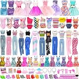 ENOCHT 51 PCS Doll Clothes and Accessories Including Fashion Dresses, Tops and Pants Outfits, Party Dresses, Swimsuits Bikini 38 PCS Shoes Hangers and Other Accessories for 11.5 inch Dolls