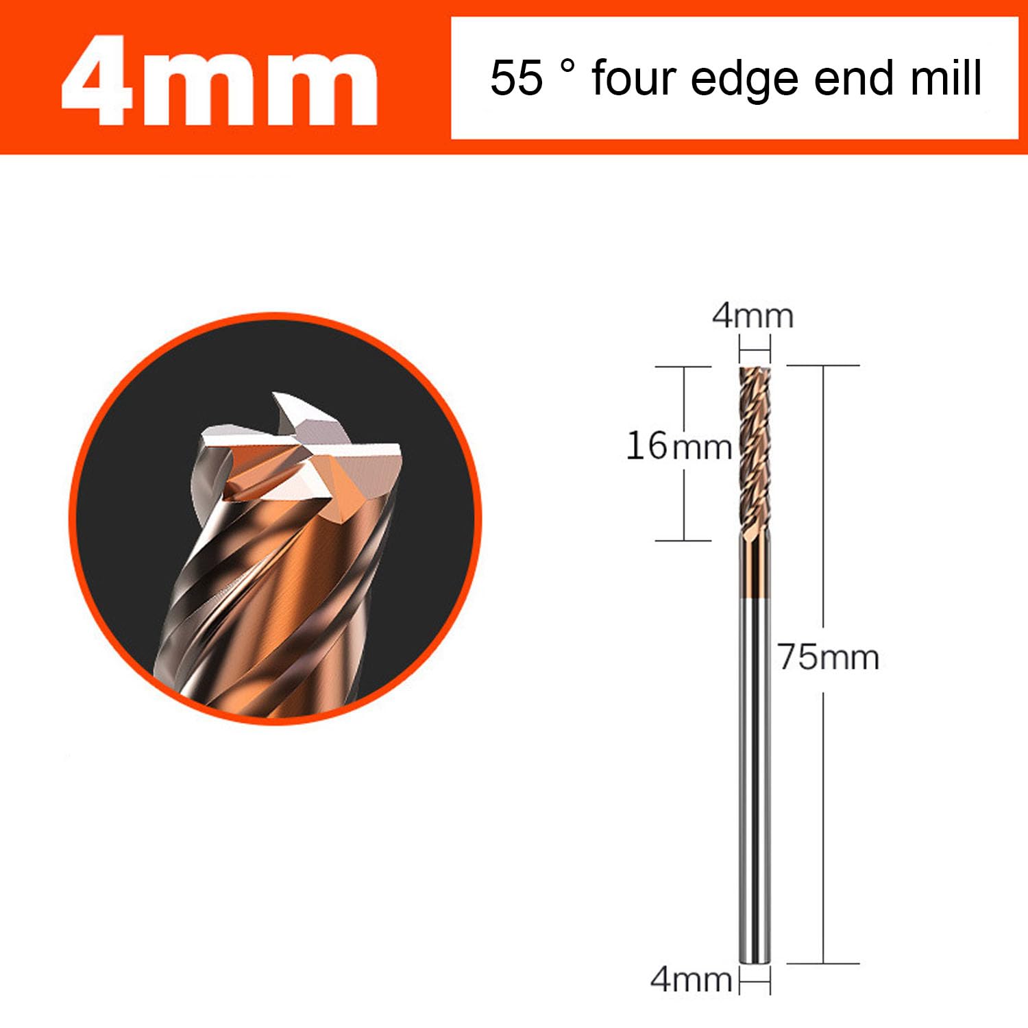 LINZUAN 4-Edge 55 Degree Tungsten Steel milling Cutter CNC Tool Coating Flat Bottom Tungsten Steel Cutter Hard Alloy end Mill