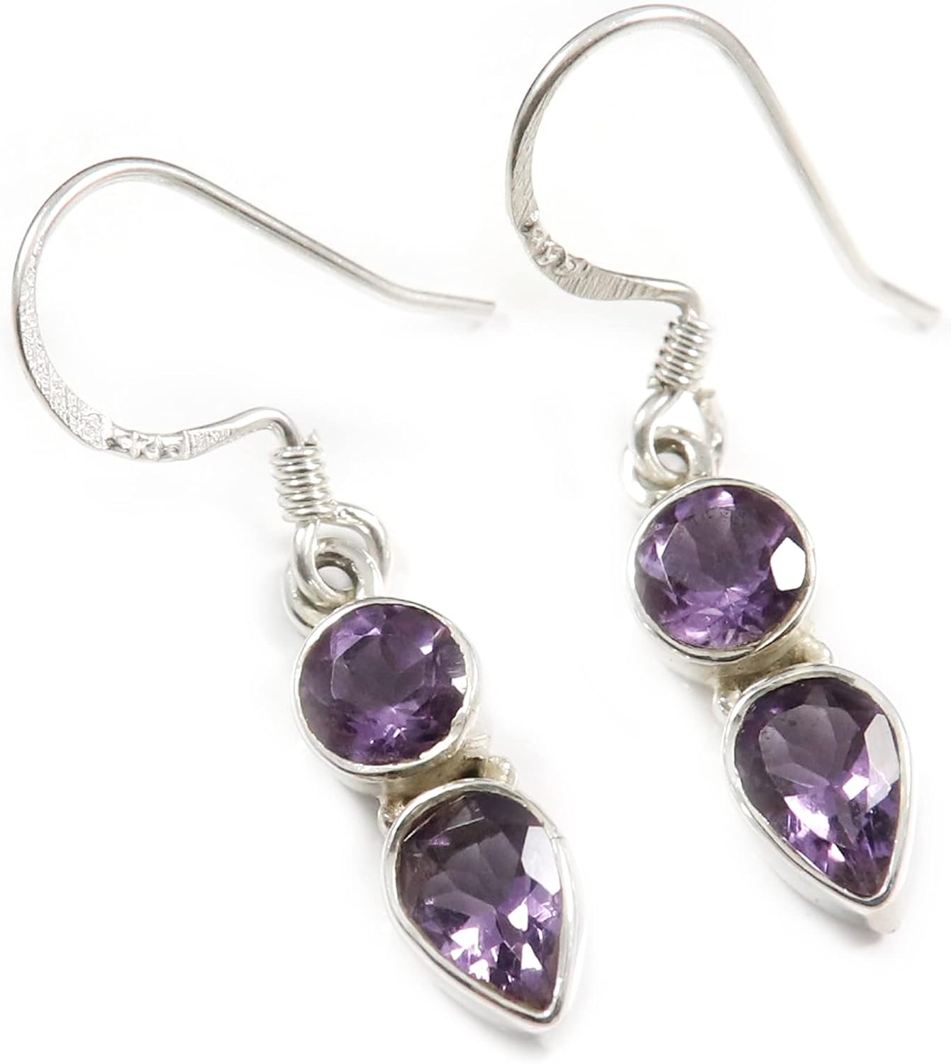 Goyal Exports Amethyst Faceted Gemstone 925 Sterling Silver Drop/Dangle Earring Jewlery SEG109A