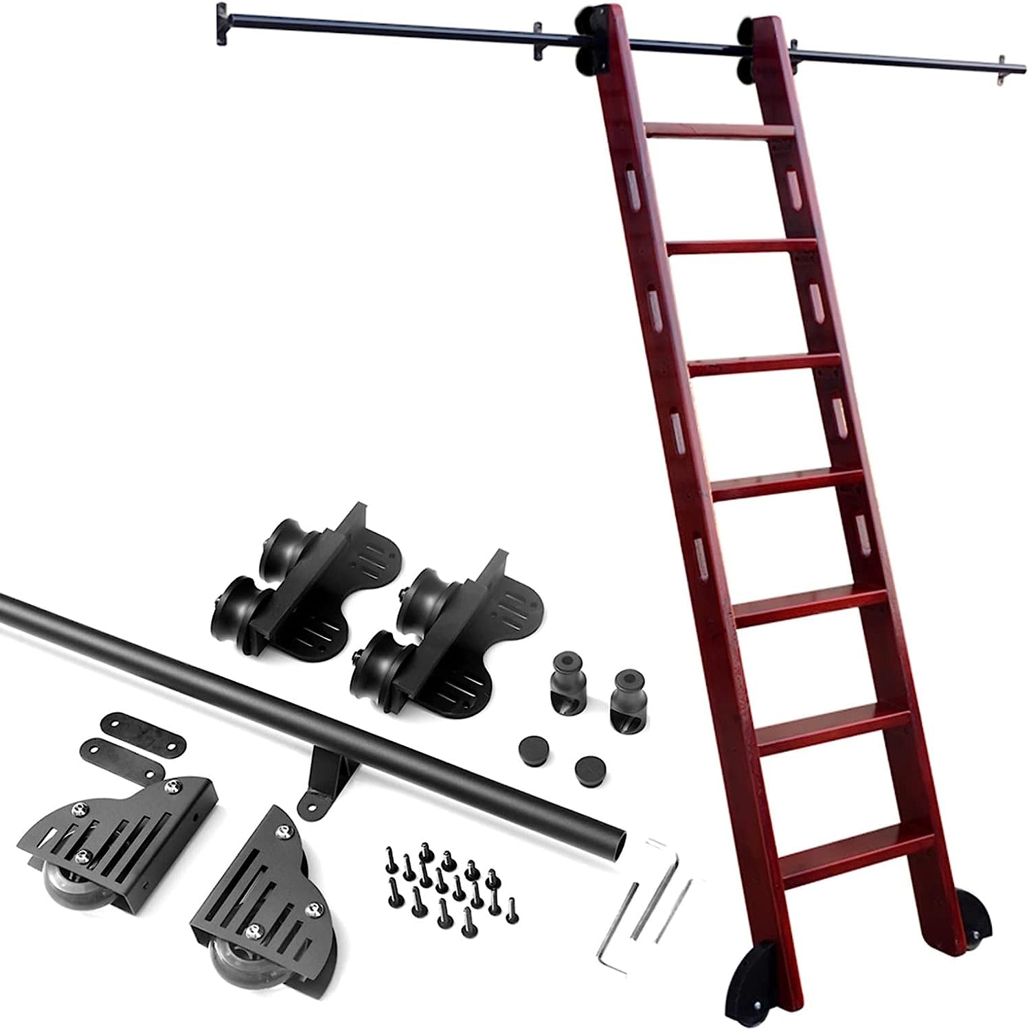 LWJSOCP Retractable Sliding Ladder Moving Track Kit 3.3ft-20ft Rolling Ladder Hardware Library Sliding Ladder Kit (No Ladder) Round Track/Rail Round Tube Mobile Ladder Track (Size : 10ft/300cm Trac