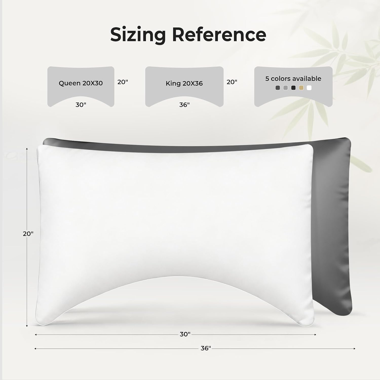 Cooling Curved King Pillow Case for Sider Sleeper Breathable Cool Silky Soft Pillow Cover with Zipper for Hot Sleepers,Hair and Skin Friendly,Dark Grey,1 Pack,20x36IN