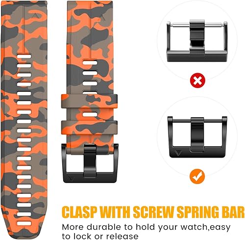 Miniatura 6 de ANCOOL Compatible con Fenix 7X Bandas, 0.86 pulgadas de silicona de repuesto para relojes inteligentes Fenix 5XFenix 5X PlusFenix 6XFenix 6X