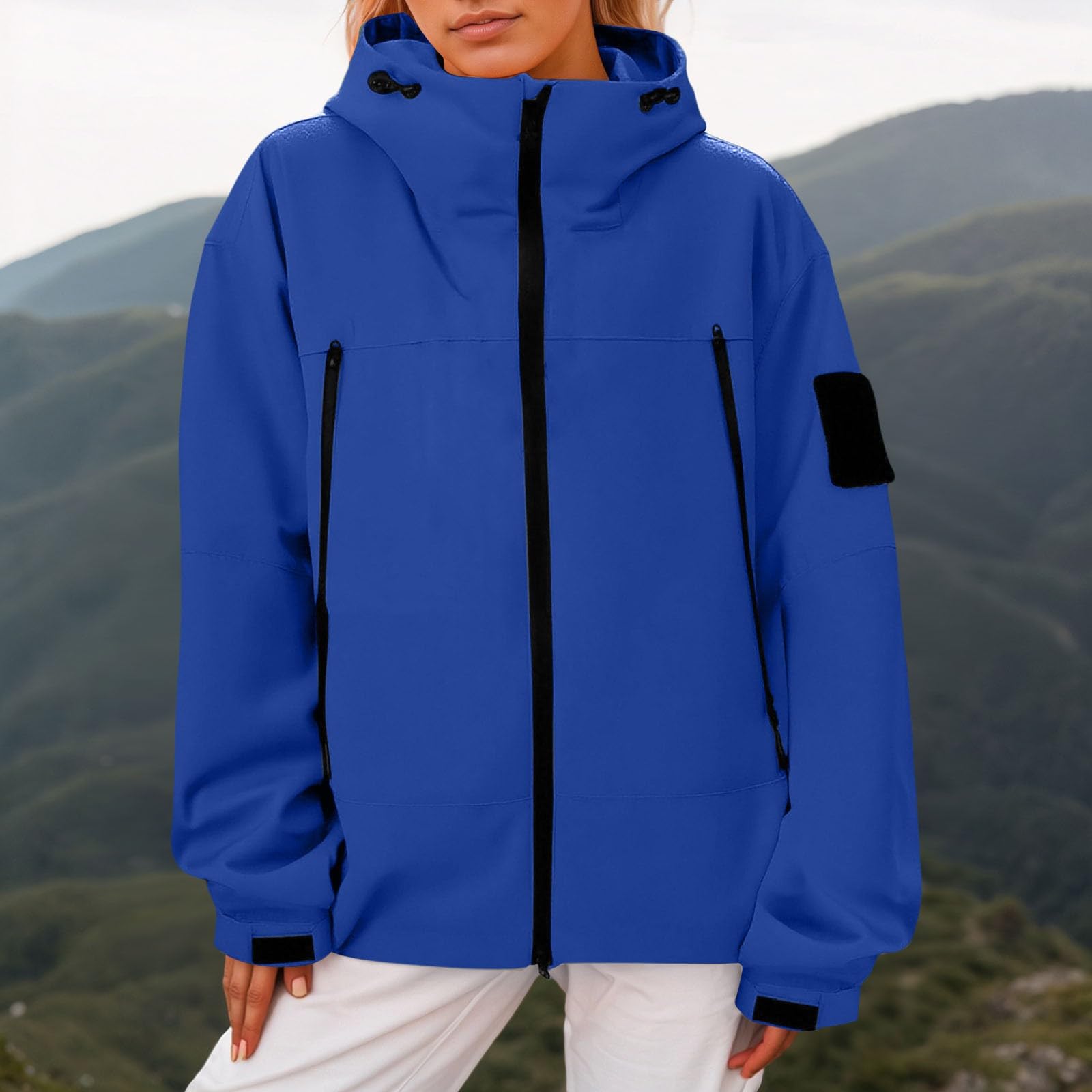 Genérico Chaqueta Entretiempo Mujer-Chaqueta Ligera Cortavientos Para Senderismo Al Aire Libre Para OtoñO Informal Con Capucha Impermeable De Viaje CóModo