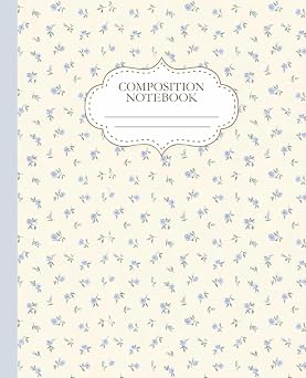 Blue Coquette Composition Notebook Cute Flowers | College Ruled | 7.5 x 9.25" | 110 Pages