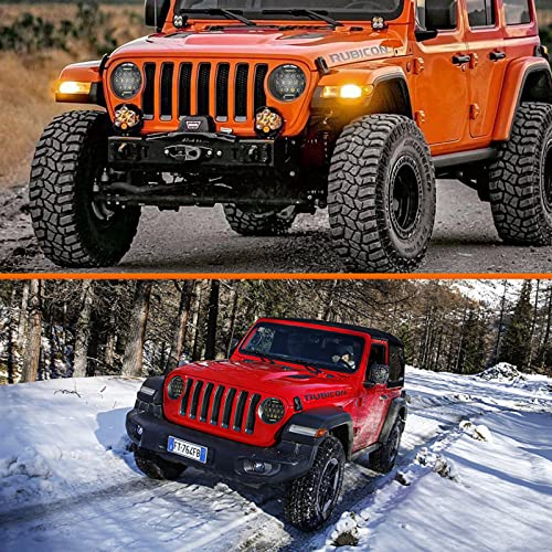Qkvcx 75W 7 Inch Led Headlights With Hi/Lo Beam,Round Headlights Compatible With Jeep Wrangler Jk Tj Lj Motorcycle With H4 H13 Adapter,2Pcs. #TOP6