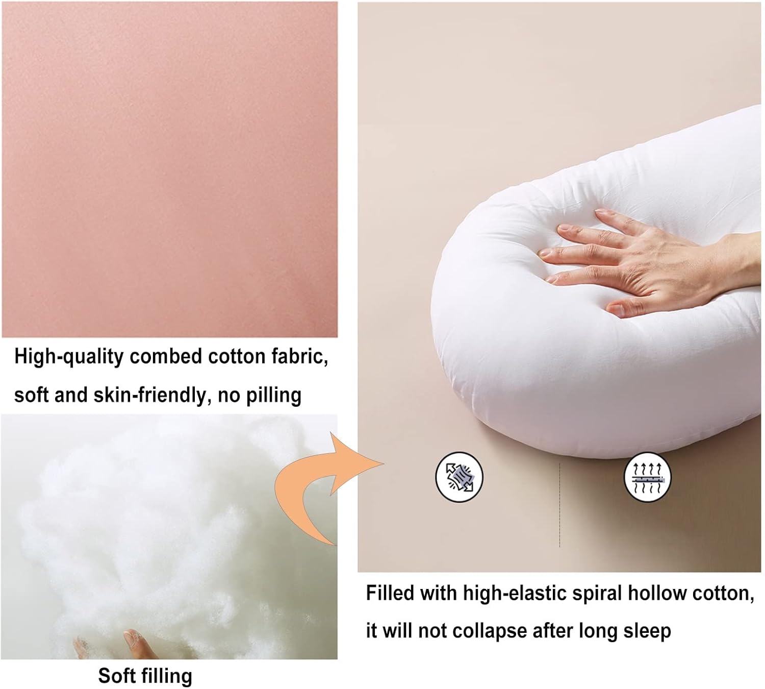 DAPERCI Pregnancy Pillow Full Body Maternity Pillow, U-Shaped Sleeping Pillow for Pregnant Women, Support Pregnant Women's Back, Waist, Belly, Legs, Removable Pillowcase Body Pillows (Color : Pink 1)