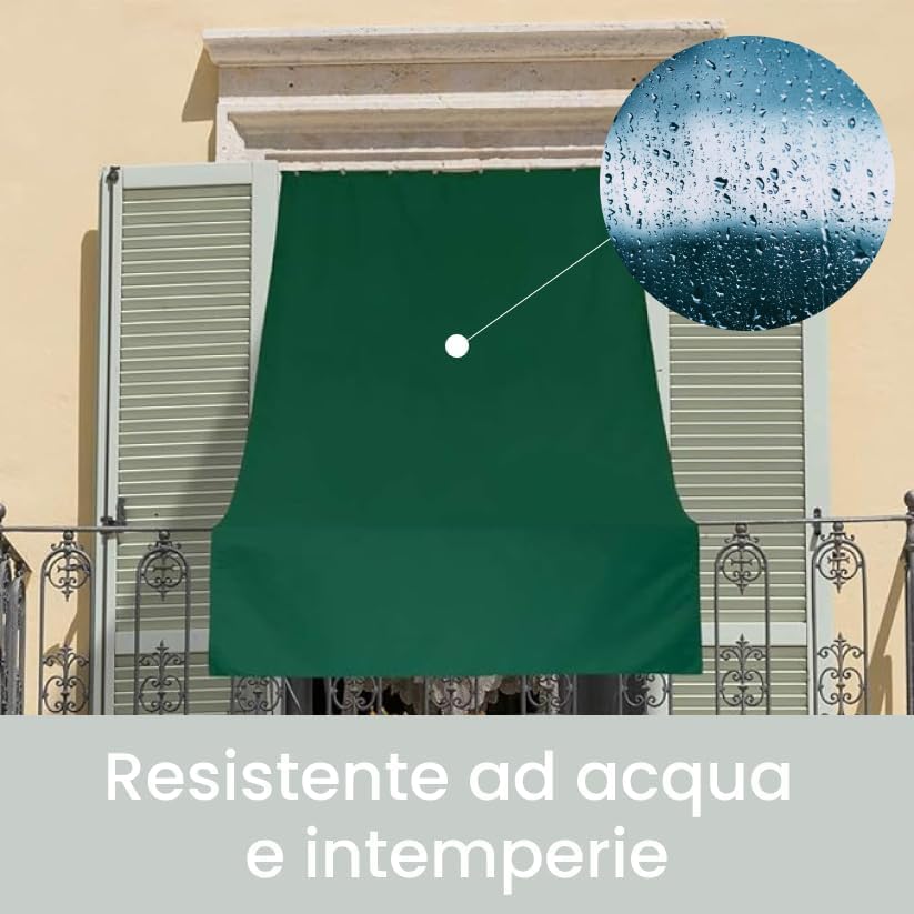 Tenda Da Sole Per Balcone - Telo Parasole A Caduta Verde 300x300 Cm Con Ganci - Foto 3