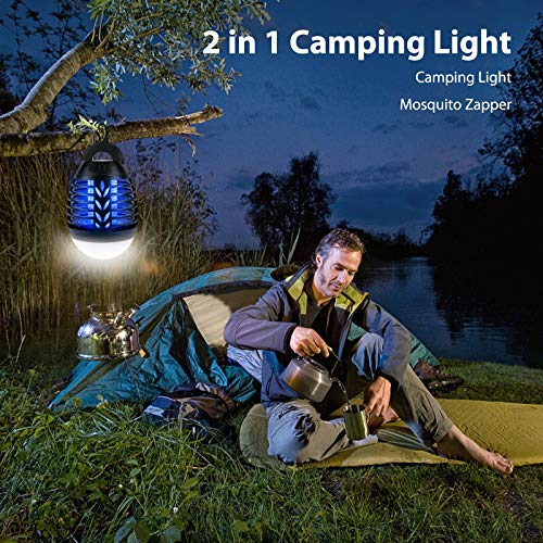 ROVLAK Lampe Anti Moustique Camping, 2 en 1 Lampe Anti Moustique Extérieur avec Batterie USB Rechargeable, Portable IPX6 Étanche Camping Accessoires avec 3 Luminosité Modes - Image 3