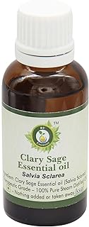 Clary Sage Essential Oil | Salvia Sclarea | Clary Sage Oil | Pure Clary Sage Oil | For Diffuser | Undiluted | 100% Pure Natural | Steam Distilled | Therapeutic Grade | 10ml | 0.338oz By R V Essential