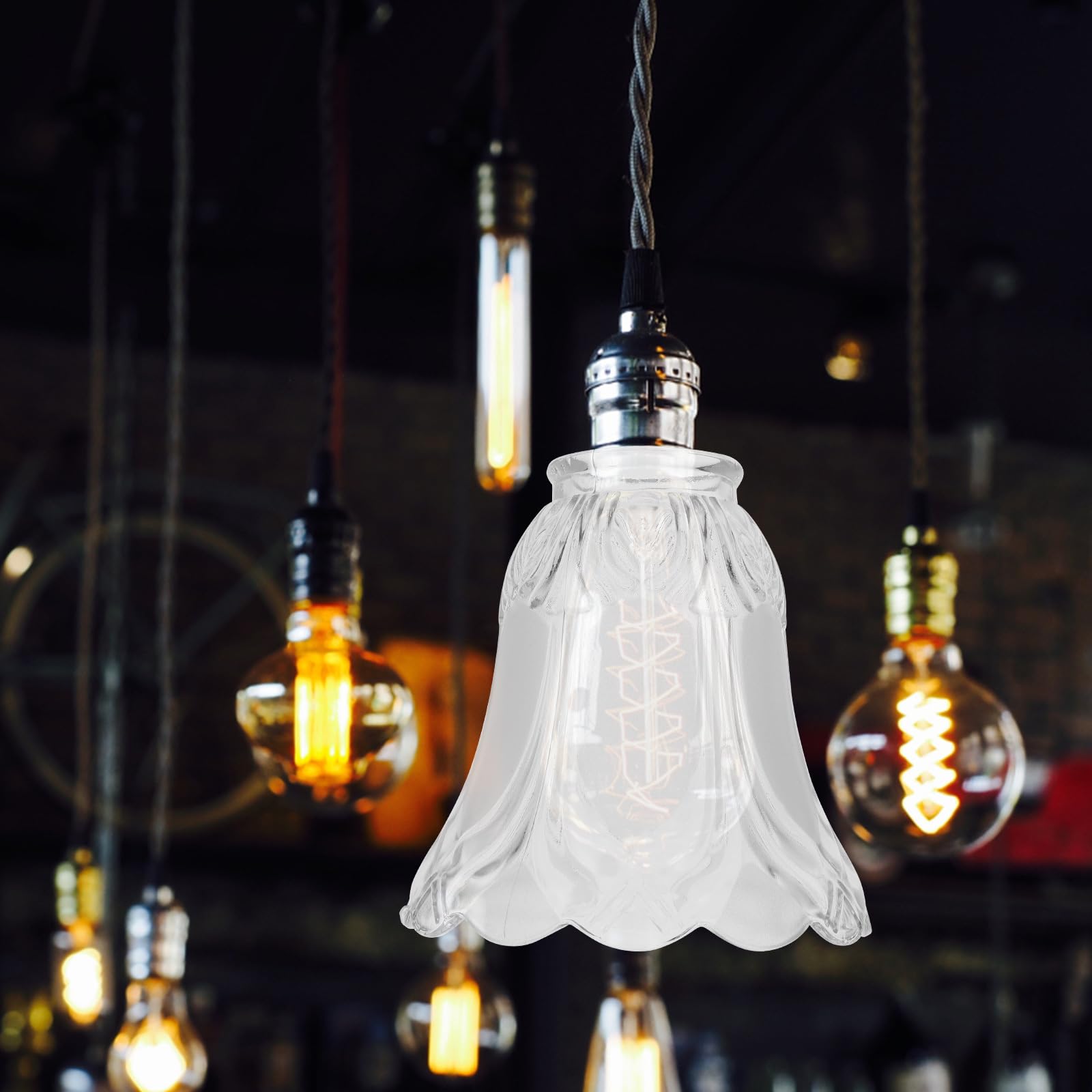 Ciieeo 1pc Tulips Frosted Glass Lamp Shade for Ceiling Light Replacement Decorative Lampshade E27 Fitting Transparent Glass Cover for Home Decor - Image 4