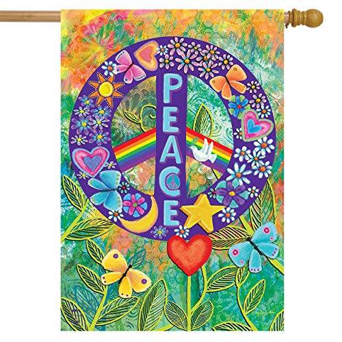 Briarwood Lane Peace Floral House Flag Primitive Everday 28" x 40"