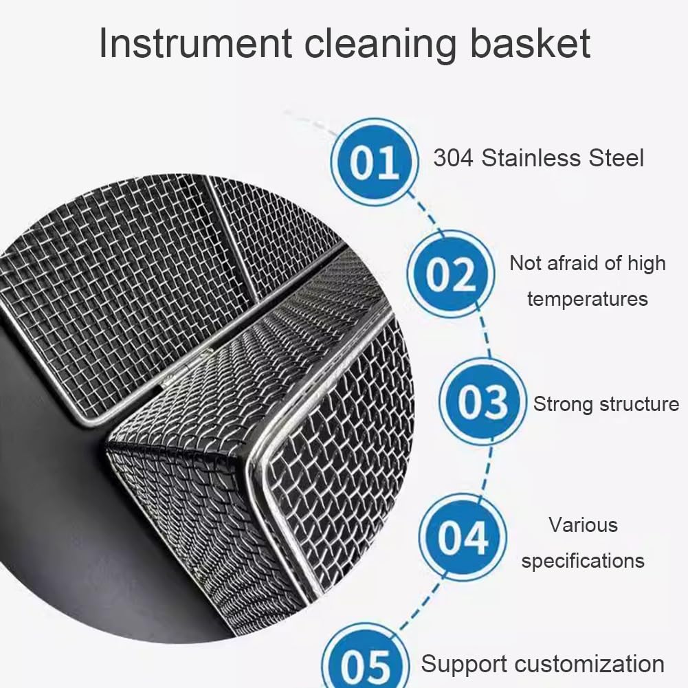 Cesta de esterilización de instrumentos, acero inoxidable 304 con tapa, malla de 4 mm, perfecta para uso en hospital y laboratorio, duradera y segura para instrumentos médicos