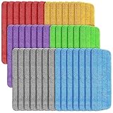 LOYIM 40 Pack Microfiber Cleaning Pads Machine Washable Replacement Head for Wet/Dry Mops Flat Reusable Household Replacement Mop Pad for Hardwood Floor Cleaning Scrubbing Fit Most Mops (Multicolor)