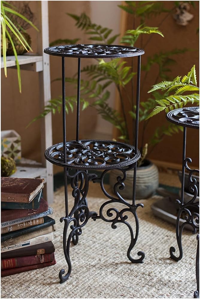 Support de plante en fonte robuste rétro pour pot de fleurs et décoration de jardin rustique