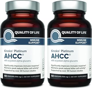 2 Pack AHCC Kinoko Platinum 750 mg– Premium Immune Support Supplement 60 Count Bottles