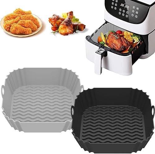 Forros cuadrados de silicona para freidora de aire de 8 pulgadas para 4 a 8 cuartos de galón 2 piezas reutilizables para freidora de aire repuesto