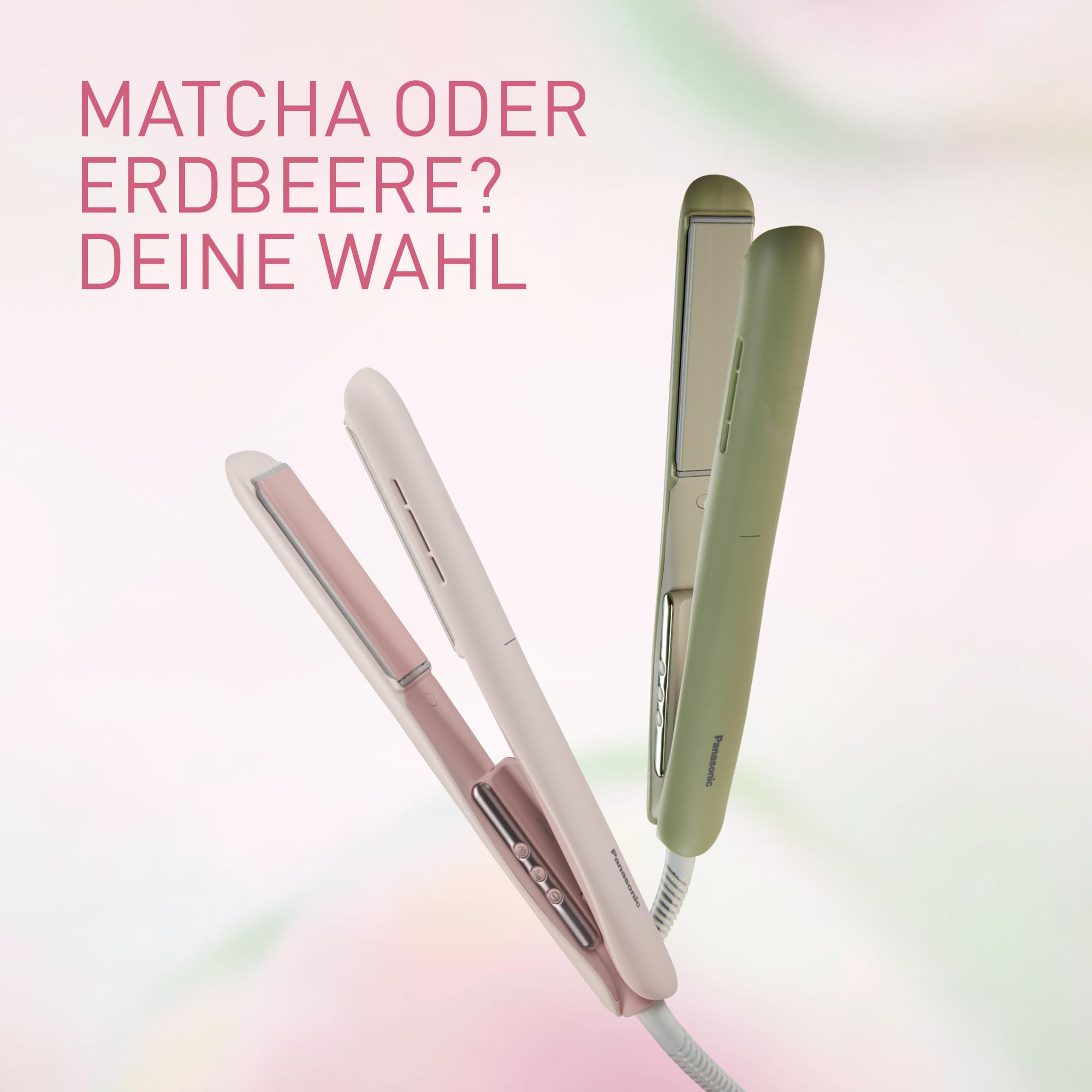 Panasonic EH-HV31-G503 2-in-1 Ionisches Haar-Styling-Gerät, Haarglätter und Lockenstab, 5 Hitzestufen bis 210°C, 3D-Platten, Reisesperre, Auto-Spannung, Matcha-Grün