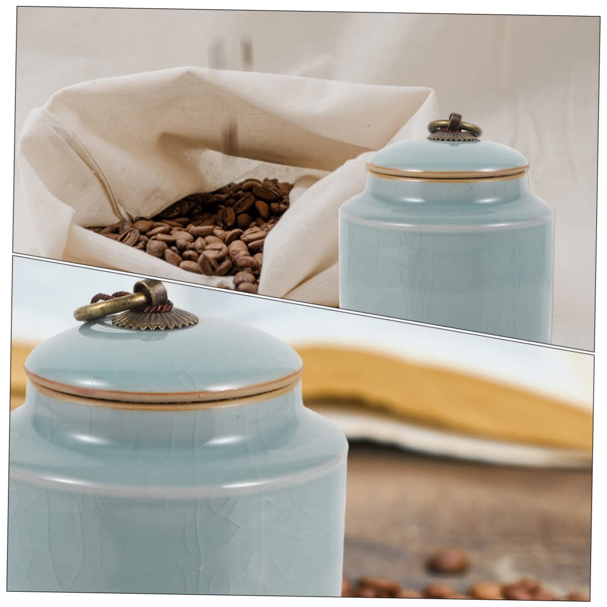 Barattoli Di Stoccaggio in Ceramica Coperchio Sigillato Per Alimenti Secchi e Tè, Set Da 2 Pezzi, Design Elegante Per Cucina, Famiglia, Hotel e Ristoranti
