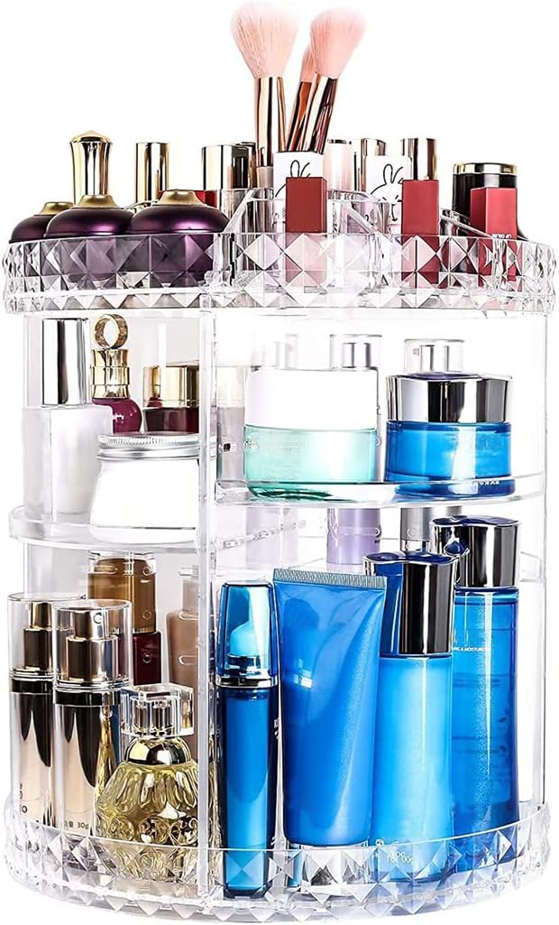 iDopick 360 Rotating Makeup Organizer, Clear Acrylic Large Capacity
