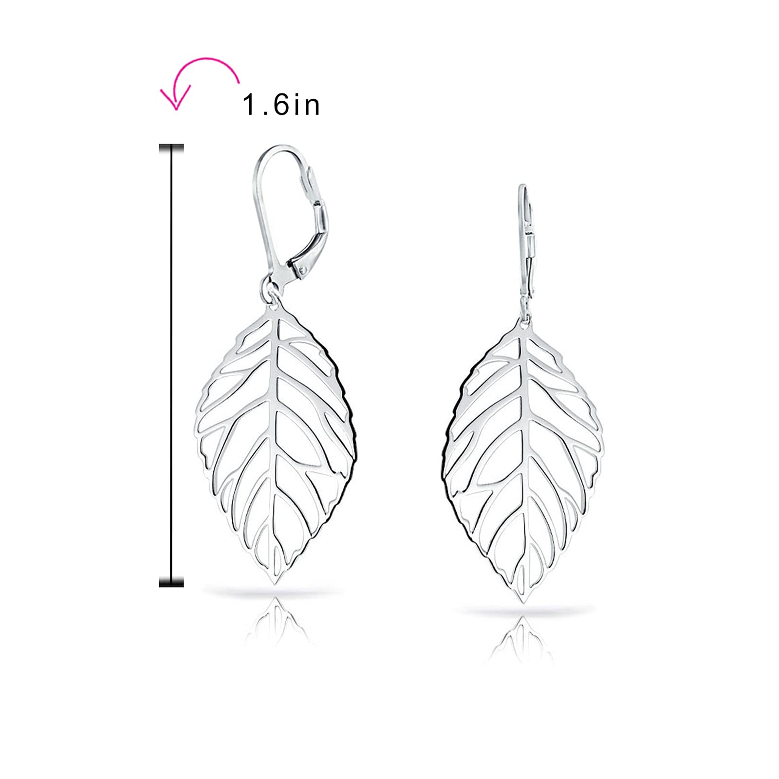 Grandi orecchini pendenti a forma di foglia aperta in stile tribale boho leggero con piuma, chiusura a leva, gioielli western per donne in argento sterling .925