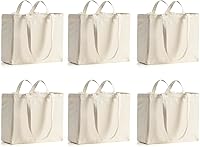 Vista 9 de Bolsa de lona reutilizable LINICE con asa larga y asa corta plegable, resistente y lavable (paquete de 3) Asas largas/cortas