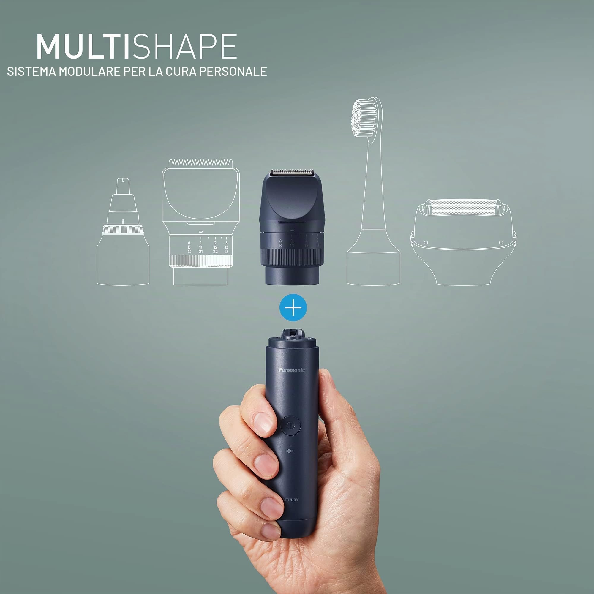Panasonic MULTISHAPE Sistema Modulare per la Cura della Persona ER-CTN1, regolabarba e tagliacapelli per uomo con batteria ricaricabile Ni-MH