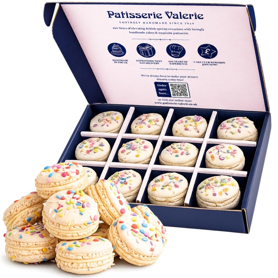 Patisserie Valerie Confetti Celebration Macaron Gift Box - 12 Vanilla Macarons