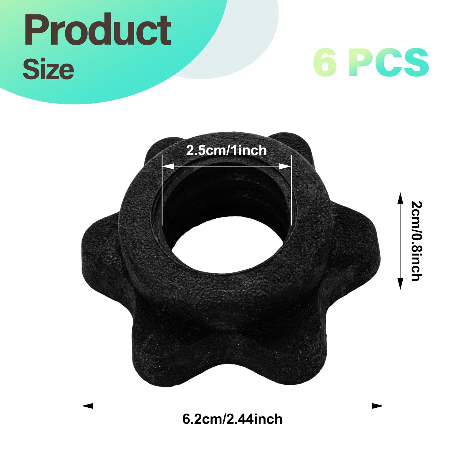 Lot De 6 Colliers De Serrage Spinlock 2,5 Cm Antidérapants Pour Haltères - Écrous Hexagonaux Fitness
