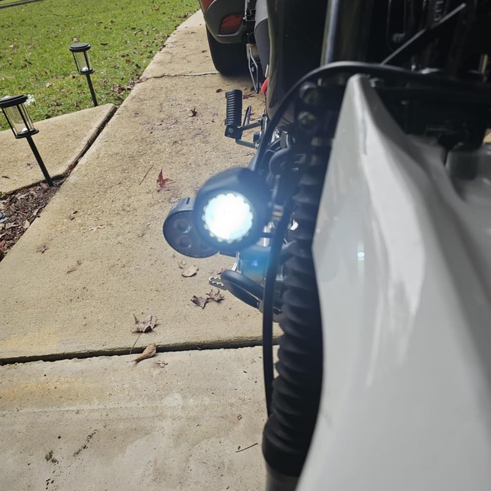 Motorcycle LED Auxiliary Light Kit with Connector Mount Brackets Wire Harness Compatible with Honda XR150 XR150L