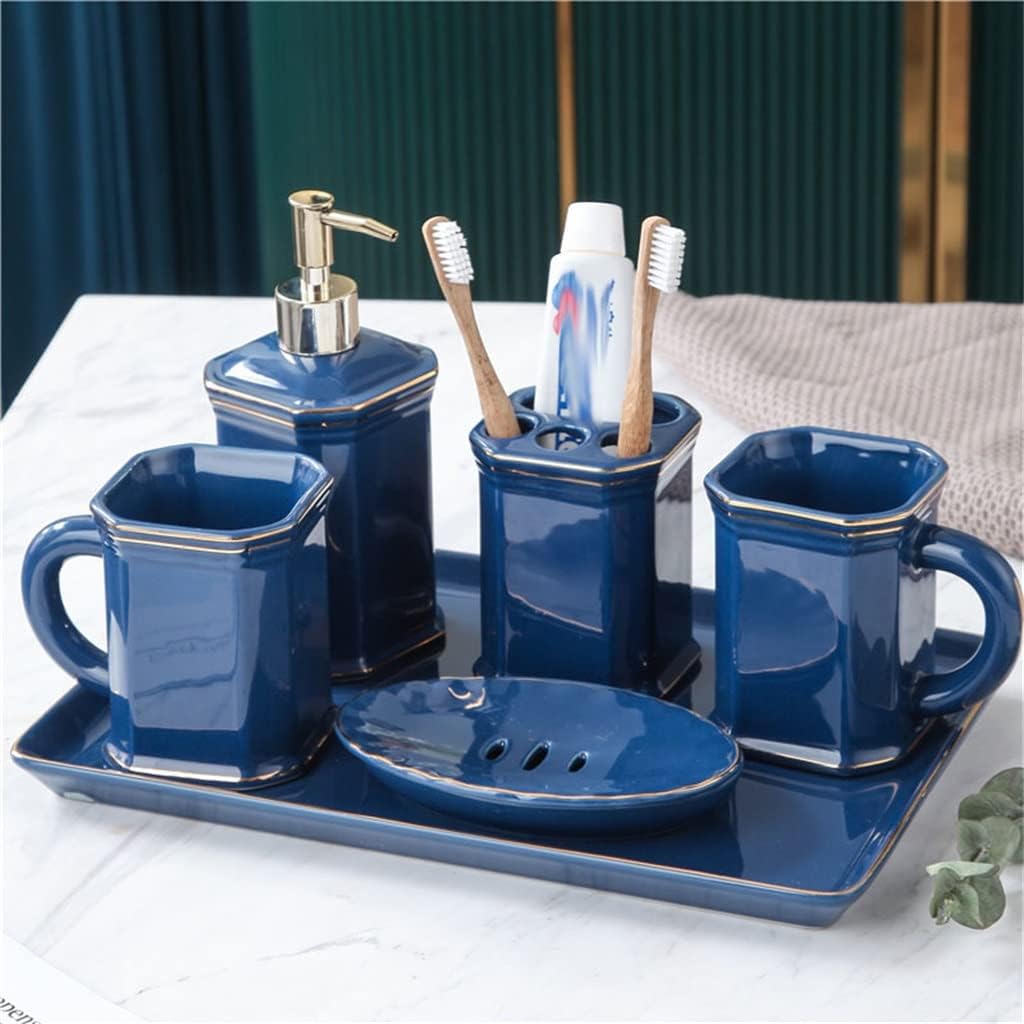 Mouthwash Cup six-Piece Set Nordic Ceramic Household wash Cup Couple Tooth Brushing Cup Tooth Cylinder Tray Set