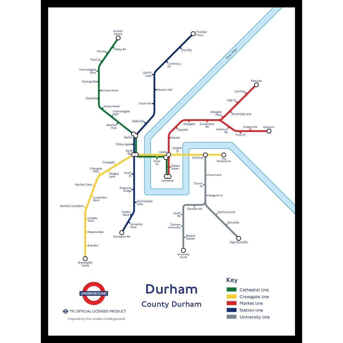 The Happy Puzzle Company Multicolored - Durham Underground Jigsaw Map 1000 Pieces - Jigsaw Puzzles For Adults 1000. This Is An Official Transport For London Licenced Product.